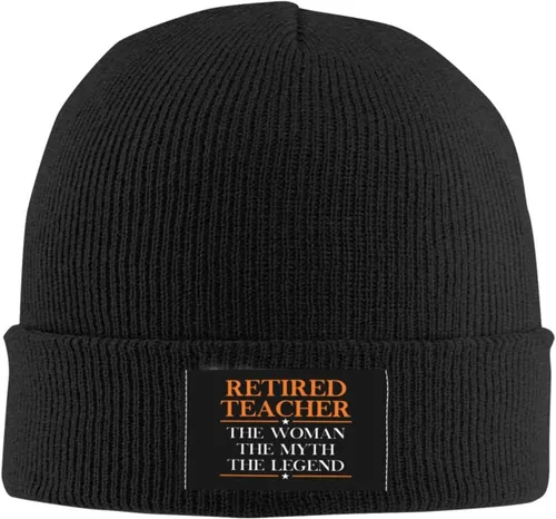 Vista 2 de Retired Teacher - The Woman is The Myth The Legend Knit Beanie Hats for Women Men Winter Hats Skull Cap