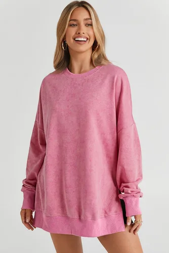 Vista 11 de SHEWIN Sudadera casual de manga larga con cuello redondo para mujer, ligera, holgada