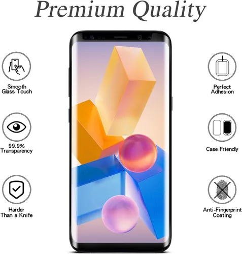 Vista 2 de MAYtobe 2-Pack Screen Protector for Samsung Galaxy S9 Plus, Galaxy S9+ Tempered Glass, 3D curved, No bubbles, Scratch-resistant, Easy to install