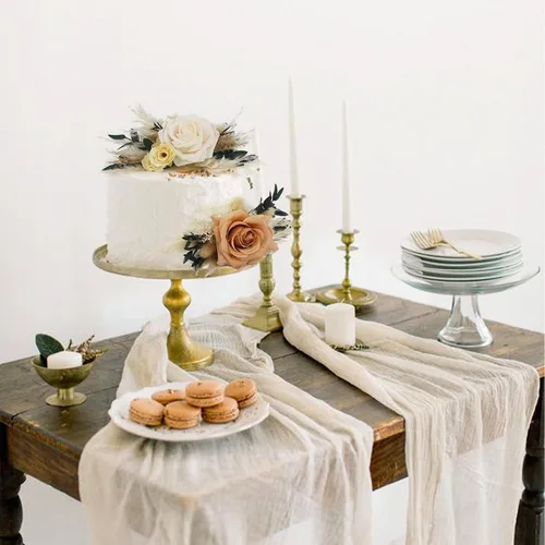 Vista 5 de Rinlong 3Pcs Premade Cake Flowers, Pampas Beige Wedding Cake Decor Beige y almendra