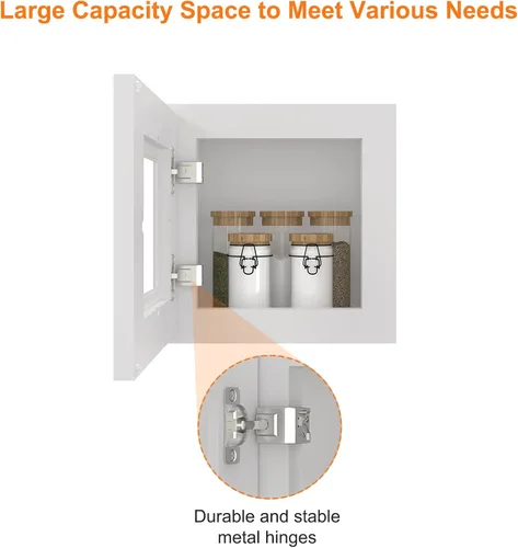 Vista 4 de LOVMOR Armarios de pared, botiquines con puertas de cierre suave, muebles decorativos para salas de estar, dormitorios, cocinas, lavanderías, gris