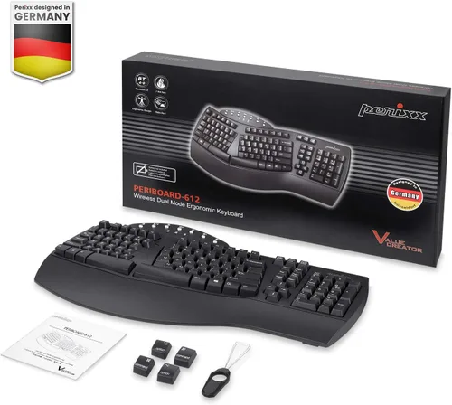 Vista 7 de Perixx PERIBOARD-612B ES - Teclado Inalámbrico RF con divisiones, sistema Dual y Bluetooth 4.0, Compatible con Windows 10 y macOS - QWERTY Español