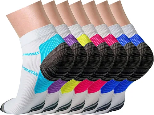 Vista 22 de CHARMKING Calcetines de compresión para mujeres y hombres, circulación de 15 a 20 mmHg, lo mejor para atletismo, correr, ciclismo, enfermera, uso