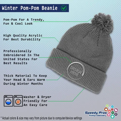 Vista 2 de Pom Pom Beanies for Women Yo Amo Bogot Colombia Embroidery Skull Cap 1