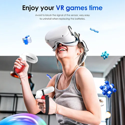 Vista 5 de YRXVW Funda de agarre para controlador Oculus Quest 2, empuñaduras de silicona con diseño único con correa ajustable para nudillos, accesorios