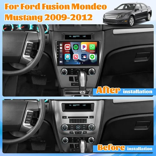 Vista 2 de Roinvou [2G+64G] Radio de coche para Ford Fusion Mondeo Mustang 2009-2012 con Carplay inalámbrico/Android Auto, 10.1 pulgadas Android IPS pantalla