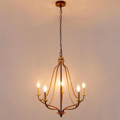 Vista 9 de Lámpara de araña retro de bronce de 5 luces, 25 pulgadas, estilo rústico antiguo, para isla de cocina, comedor y sala de estar (bronce retro)