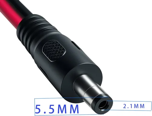 Vista 2 de Cable de extensión de alimentación CC de 14 AWG, enchufe macho de 3.3 pies CC a cable desnudo, cable de reparación de repuesto para cámaras