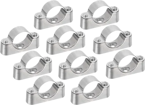 Vista 9 de UXCELL Paquete de 10 soportes de tubo - Abrazaderas para tubos de metal de 0.630 in de diámetro exterior, soportes de pared y techo