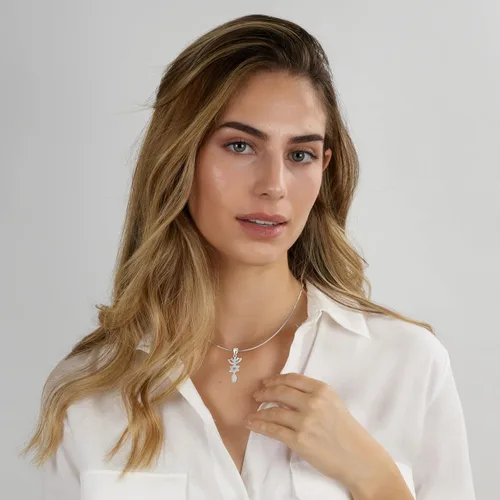 Vista 2 de Collar de plata de ley 925 con símbolo mesiánico del judaísmo mesiánico hecho en Israel circonita cúbica bendiciones espirituales raras de la Biblia