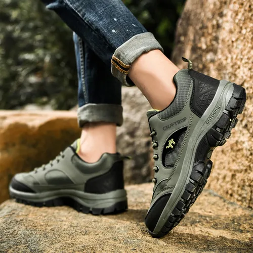 Vista 4 de Zapatos ortopédicos de senderismo para hombre, con cordones, resistentes al agua, al desgaste, ligeros, para senderismo, para exteriores