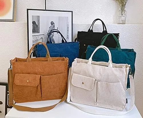 Vista 8 de Bolso de mano de pana para mujer, bolso de mano, bolso universitario, bolsa de viaje, bolsa cruzada, bolsa de mensajero, bolso de mano 2023