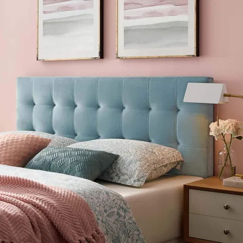 Vista 6 de Modway Lily Biscuit - Cabecero de terciopelo con estilo capitoné para cama individual, color gris