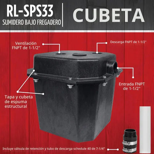 Vista 3 de Red Lion SPS33, 115V, 1/3 HP, 3200 GPH Kit de bomba de sumidero y lavabo