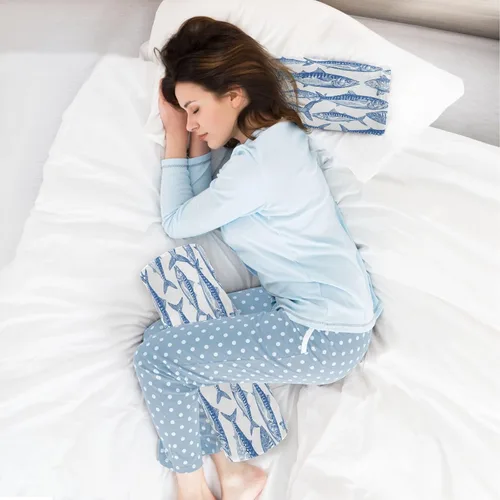 Vista 6 de Gredecor Neck Roll Pillow for Sleep, Blue Fish on White (2) Cervical Memory Foam Pillows Cylinder Bolster Pillow, Pain Relief Neck Pillows