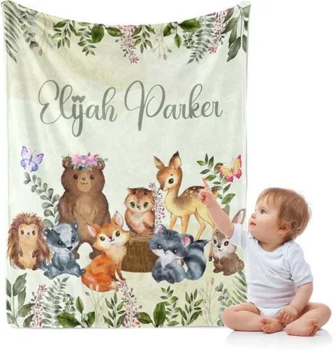 Vista 21 de J&SBGFT Manta de Bebé Personalizada para Niños - Manta con Nombre Personalizado para Niños Pequeños, Niños - Manta Decorativa de Guardería Cochecito