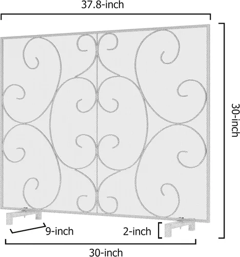 Vista 4 de Kingson Pantalla decorativa para chimenea de panel único independiente, cubierta artesanal de malla metálica duradera, protector contra chispas