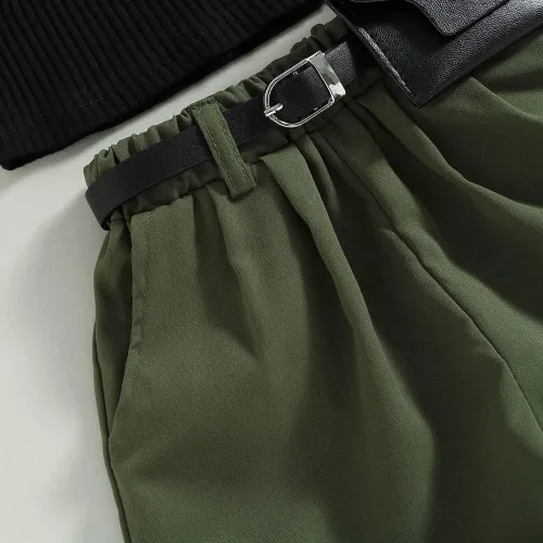 Vista 173 de TheFound Trajes de verano para niñas pequeñas, sin mangas, de punto acanalado, halter, pantalones cortos, ropa para recién nacidos, conjunto de 3