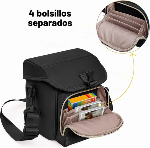 Vista 2 de Camera Sling Bag Compatible with Polaroid Now 2nd/3rd Instant Camera Negro