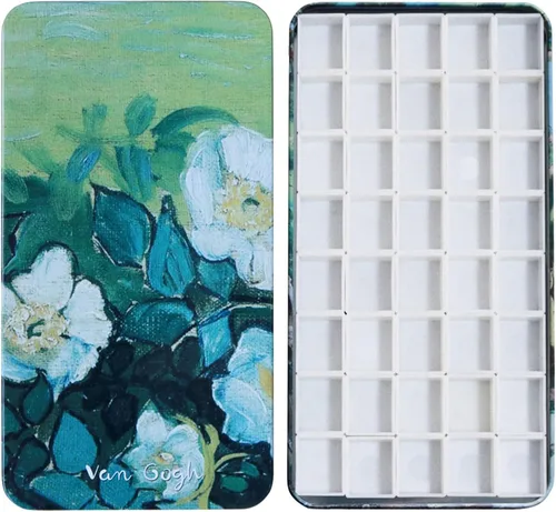 Vista 42 de FCLUB Paleta de latas de acuarela con 20 bandejas vacías completas con rayas magnéticas DIY tu kit de acuarela de viaje