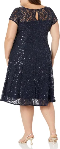 Vista 3 de S.L. Fashions Women's Plus Size Sequin Fit and Flare Dress
