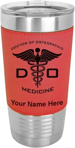 Vista 18 de LaserGram Vaso aislado al vacío de 20 onzas, DO Doctor of Osteopathic Medicine, grabado personalizado incluido (piel sintética, estilo béisbol)