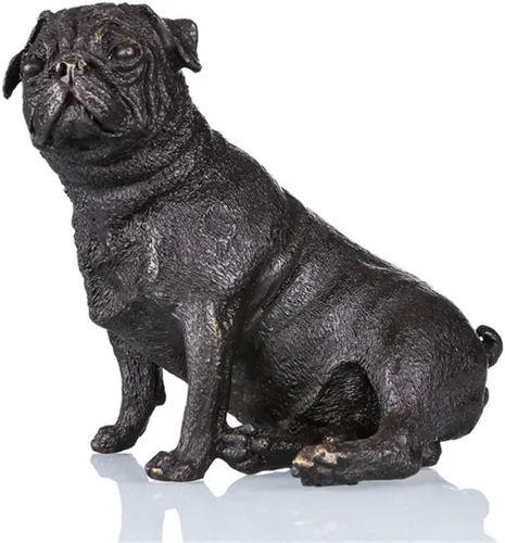 Vista 2 de Estatuas de perro Bulldog Esculturas de bronce TPAL-092 Figuras de metal, 2 piezas 2