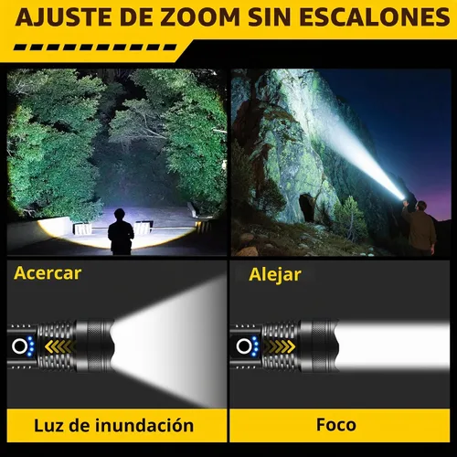 Vista 3 de Paquete de 4 linternas recargables de alto lúmenes, linterna LED súper brillante con 5 modos, linternas tácticas ajustables impermeables de alta