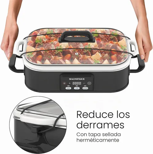 Vista 2 de Olla de cocción lenta programable de 4 cuartos de galón con plato de hornear de cerámica - Pequeño electrodoméstico de cocina perfecto para cenas