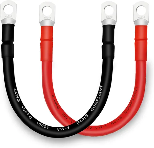 Vista 34 de Cable de batería, cables de batería 2 AWG con terminales, 2 cables de batería de cobre (1 pie).