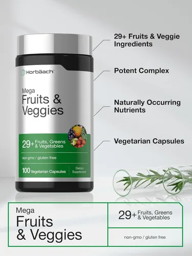 Vista 4 de Horbäach Mega Frutas y Verduras Suplemento 100 Cápsulas
