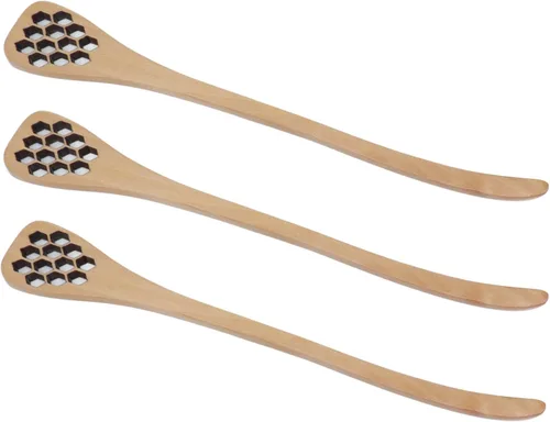 Vista 7 de Juego de 3 cucharas de miel, cucharas de miel talladas de madera, cucharas para mezclar y servir miel, ideal para el hogar, cocina y restaurante