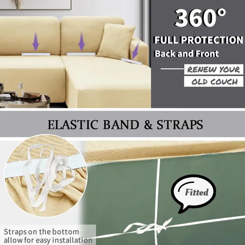Vista 3 de XINEAGE Fundas para Sofá Seccional de Alta Elasticidad, 2 Piezas, Forma de L, Funda de Sofá con 2 Fundas de Almohada, Fundas Deslizantes para Sofá