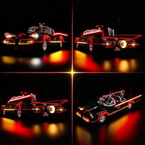 Vista 5 de Kit de luz LED compatible con Lego Batman Classic TV Series Batmobile 76328 bloques de construcción, control remoto actualizado, solo luces, juego
