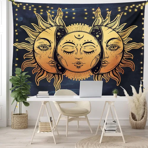 Vista 130 de Ambesonne Tapiz hippie, abrazo de hongos de ensueño y árbol de la vida místico y mandal verde, decoración de tela para colgar en la pared