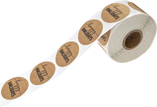 Vista 3 de Pegatina de Navidad de 1.5 pulgadas con huella de pata de perro / 500 calcomanías de Navidad por rollo