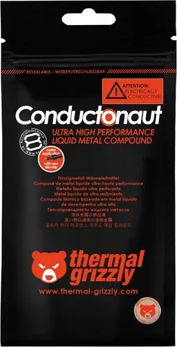 Vista 8 de Thermal Grizzly Pasta térmica de metal líquido - Conductonaut 0.035 oz - fabricada en Alemania metal líquido para PS5, CPU, GPU, Xbox, consolas
