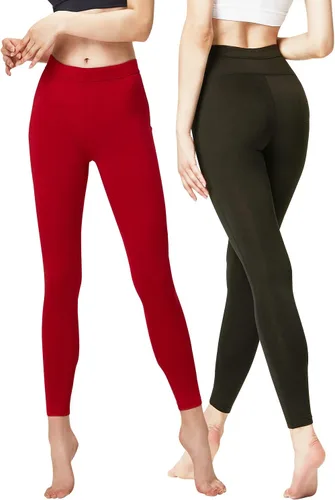 Vista 21 de DEVOPS - Juego de 2 pantalones térmicos interiores para mujer, calzoncillos largos, leggings 1#(línea_2pack) negro/negro