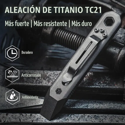Vista 2 de KeyUnity KR00 EDC Barra de palanca de bolsillo Bit Bar de titanio Multiherramienta con clip de bolsillo