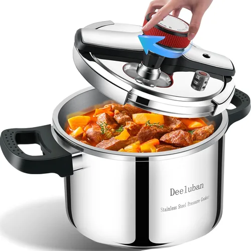 Vista 10 de Olla a Presión de Acero Inoxidable 304 4 QT (4.22 Quart) - Bloqueo de Seguridad a Prueba de Explosión, Operación con una Mano, Cocina Rápida