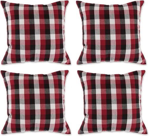 Vista 14 de DII Colección de fundas de almohada cuadradas decorativas de algodón, lavables a máquina, cremallera oculta, 18 x 18 pulgadas, surtido negro, 4