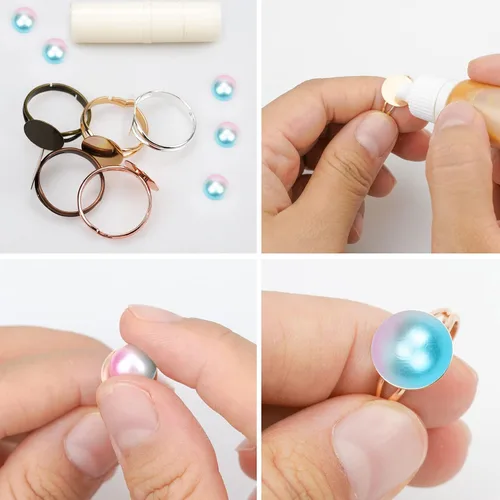 Vista 5 de SUMERSHA 50 piezas de anillos en blanco ajustables planos de 0.472 in de base de joyería en blanco componentes para hacer manualidades de bricolaje