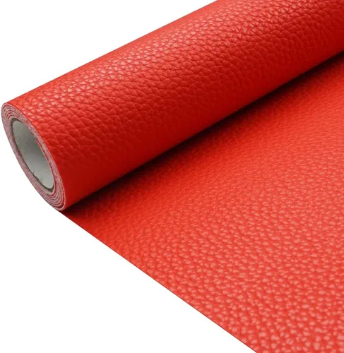 Vista 10 de Tela de cuero de imitación de textura litchi azul bebé PU 11.8x53.14 pulgadas (30x135 cm) de 1.13 mm de espesor para tapicería, manualidades