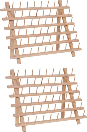 Vista 5 de New ThreadNanny - Estante de hilo de madera para costura, acolchado, carretes de bordado y mini conos (60 carretes)