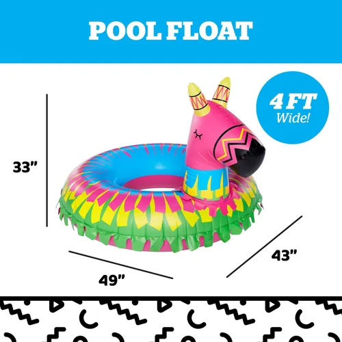 Vista 3 de BigMouth Inc. Donkey Party - Flotador de piscina con piñata – Divertido flotador de piscina que mide más de 4 pies de ancho, kit de parche incluido