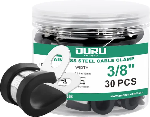 Vista 18 de OURU 10 abrazaderas de cable aisladas acolchadas de acero inoxidable y revestimiento de goma de 1-3/4 pulgadas, abrazaderas de cable y tubería