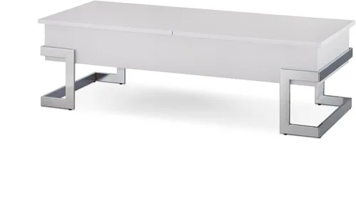 Vista 8 de Acme Mesa auxiliar rectangular con parte superior elevadora y patas de metal para sala de estar, oficina en casa, 2 unidades de almacenamiento Negro