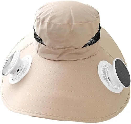 Vista 9 de Sombrero de ventilador alimentado por energía solar, con 2 ventiladores de carga solar USB extraíbles, sombrero de ala ancha para pesca al aire