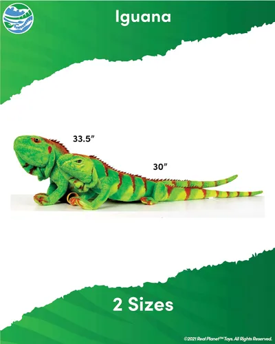 Vista 3 de Real Planet Peluche de Iguana de 30 pulgadas, lagarto realista de iguana verde para niños, más de 2 pies, animales salvajes de peluche, súper suave