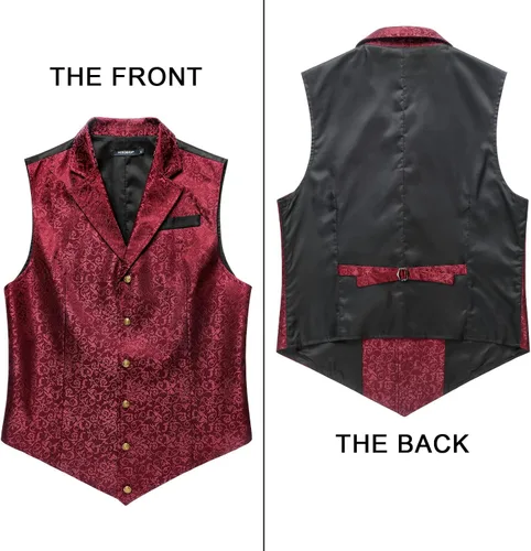 Vista 3 de HISDERN Chaleco de cachemira brillante para hombre, chaleco gótico steampunk victoriano para hombre, traje de fiesta de boda o esmoquin
